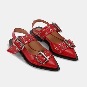 GANNI Feminine Buckle Ballerina Flats